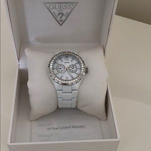 Guess white watch with crystals